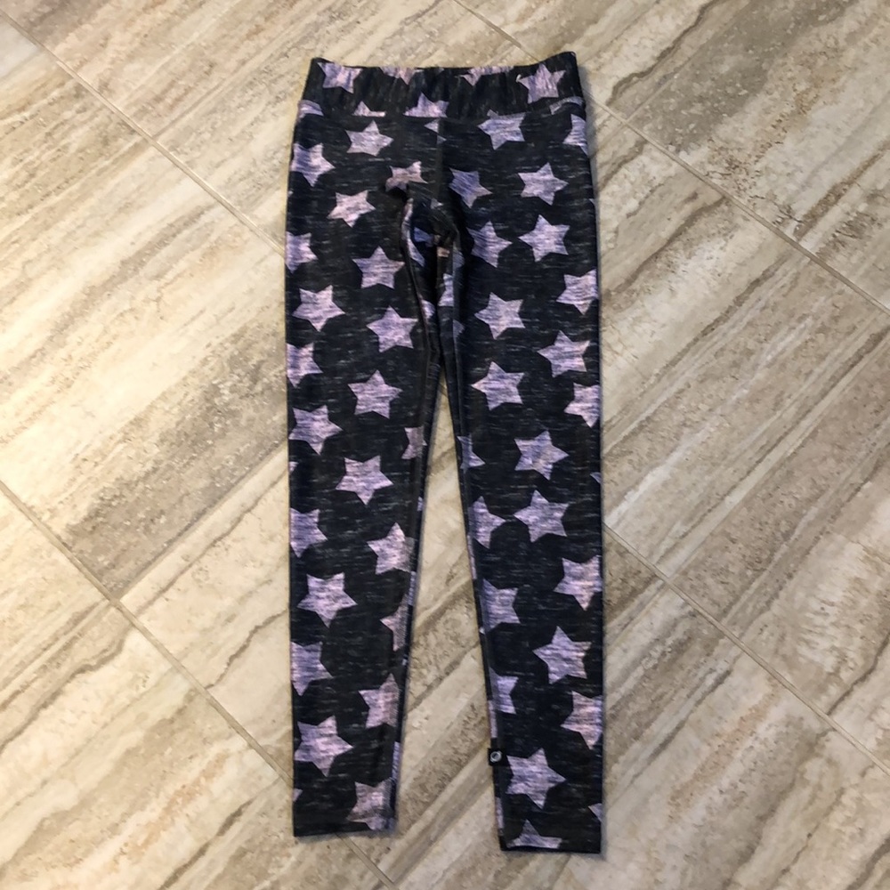 Terez Heathered Pink Star Leggings Size Medium Pale green